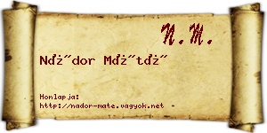 Nádor Máté névjegykártya